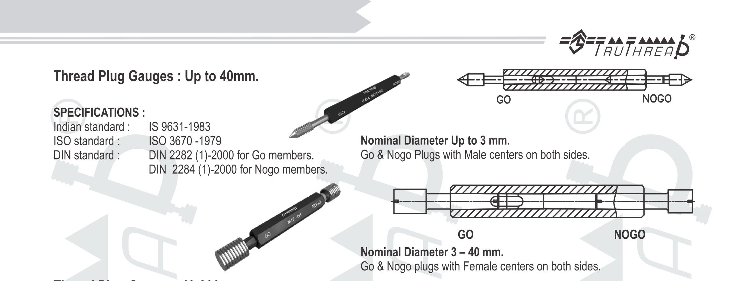 truthread thread plug gauges up to 40 mm